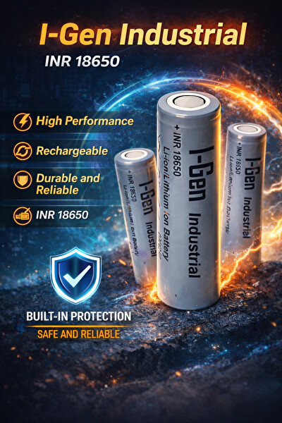I-Gen Batteries Industrial E001 Inr 18650 3.7V 2000 Mah 3c 7.4WH Li-Ion Şarjlı Pil Düz Başlı Lityum Pil 48'li Paket