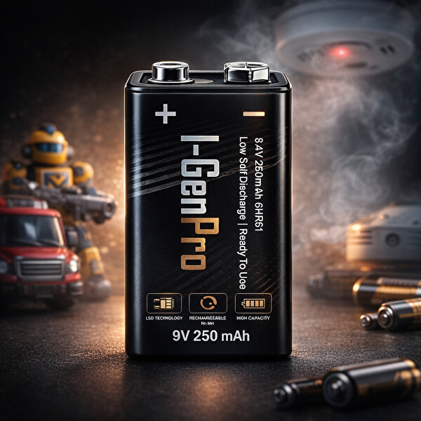 I-Gen Batteries Pro 6HR61 9V 250 Mah Şarj Edilebilir 9 Volt Ni-Mh Şarjlı Pil 2'li Paket
