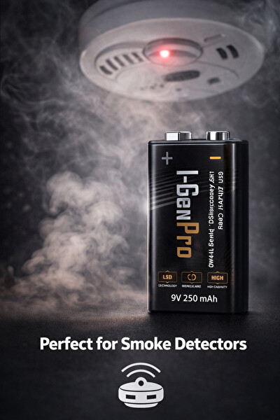 I-Gen Batteries Pro 6HR61 9V 250 Mah Şarj Edilebilir 9 Volt Ni-Mh Şarjlı Pil 2'li Paket
