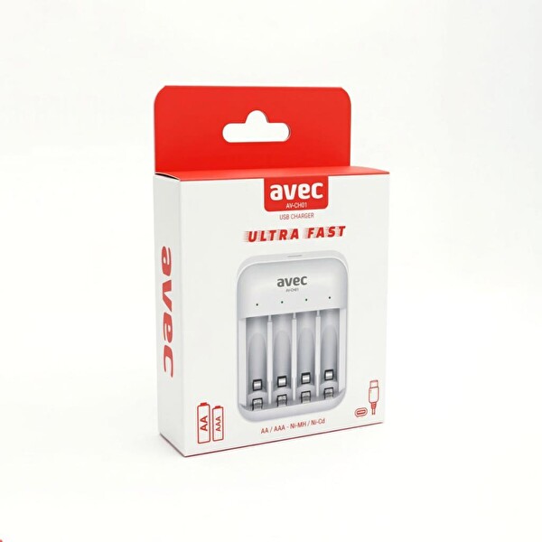 Avec AV-CH01 USB Hızlı AA / AAA 4'lü Pil Şarj Cihazı