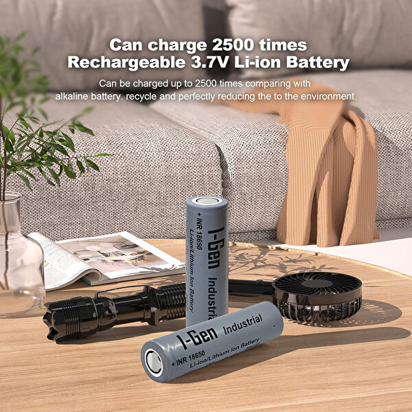 I-Gen Batteries G428 4'lü 18650 Li-Ion Akıllı Pil Şarj Aleti + 4 Adet 18650 2000 mAh 3c 3.7V 7.4 Wh Li-Ion Pil Seti