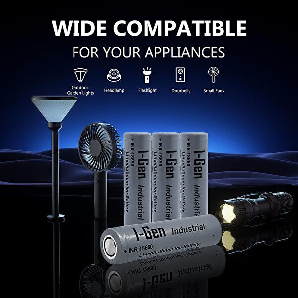 I-Gen Batteries Industrial E004 Inr 18650 3.7V 3200 Mah 10A 11.84WH Li-Ion Şarjlı Pil Düz Başlı Lityum Pil 16'lı Paket