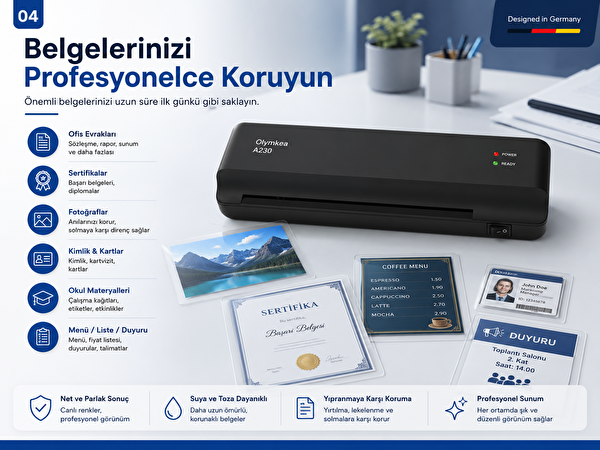Olymkea A230 A4 Siyah Laminasyon Makinesi