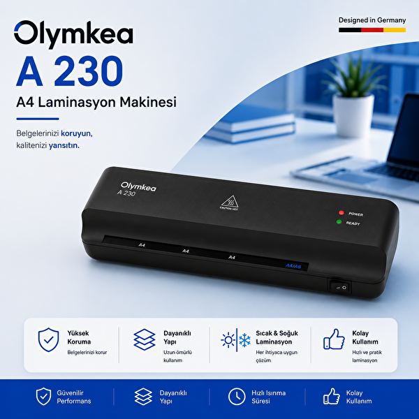 Olymkea A230 A4 Siyah Laminasyon Makinesi