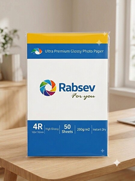 Rabsev 10x15 CM Parlak 200 GR 4R Fotoğraf Kağıdı 1 Paket 50 Adet