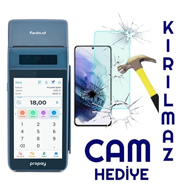 Propay P1000-ECR Android Yazarkasa Pos ve Kırılmaz Cam