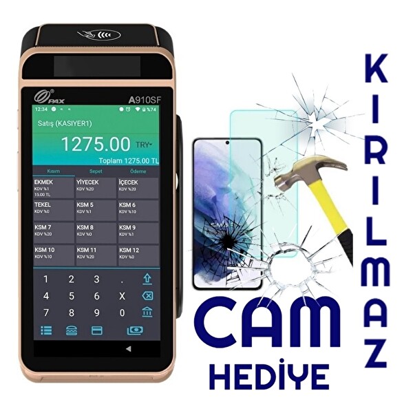 Pax A910SF Android Yazar Kasa POS - Kırılmaz Cam Hediye