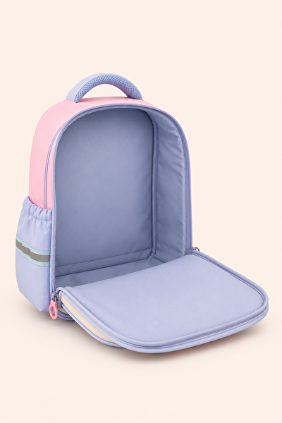 CCS Kids Kız Çocuk İlkokul 3'lü Okul Çantası Seti Beslenme Çantası Kalemlik Pembe Mavi Ortopedik