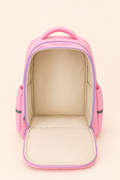 Ççs Kids Kız Çocuk İlkokul Ortaokul Okul Çantası Ortopedik Çok Gözlü Geniş Hacimli Pembe 51976