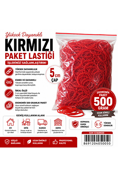 Piyatech Kırmızı Paket Lastiği 5 CM 500 GR