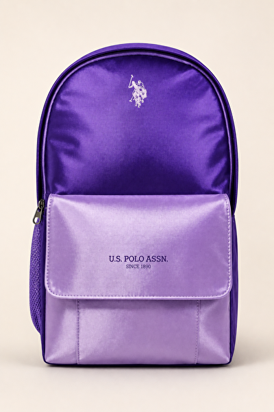 U.S. Polo Assn. Mor Lila Kız Çocuk Okul Çantası Parlak Saten İlkokul Ortaokul Sırt Çantası PLCAN26103