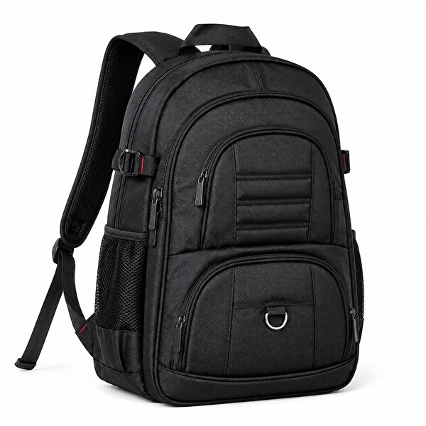 Woomino Unisex Siyah 5 Cepli Suya Dayanıklı Seyahat Outdoor ve Günlük Kullanım Sırt Çantası