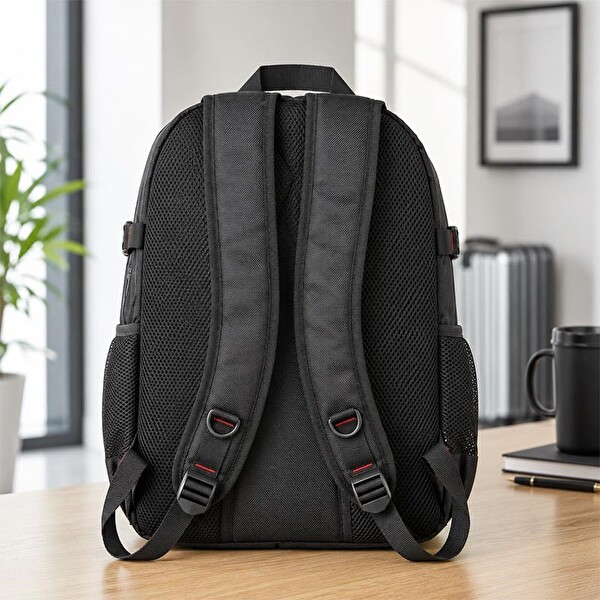 Woomino Unisex Siyah 5 Cepli Suya Dayanıklı Seyahat Outdoor ve Günlük Kullanım Sırt Çantası