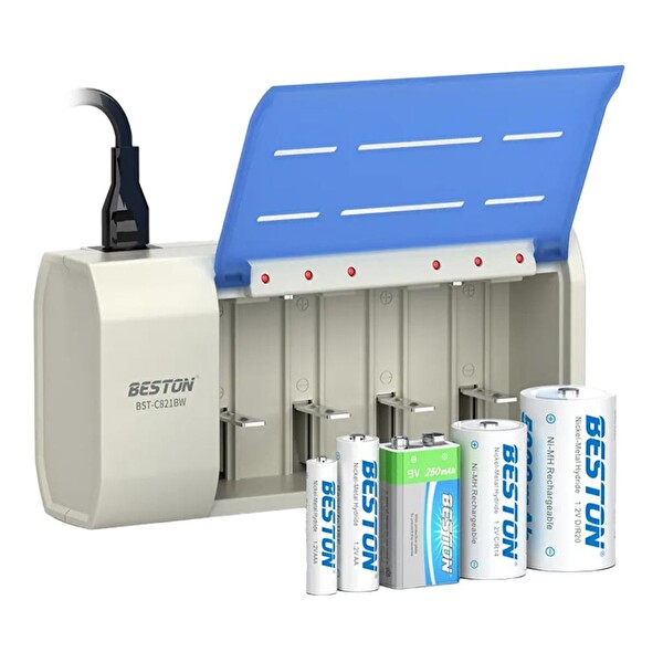Beston BST-C821BW Universal Pil Şarj Cihazı (AA-AAA-C-D-9V-SC)