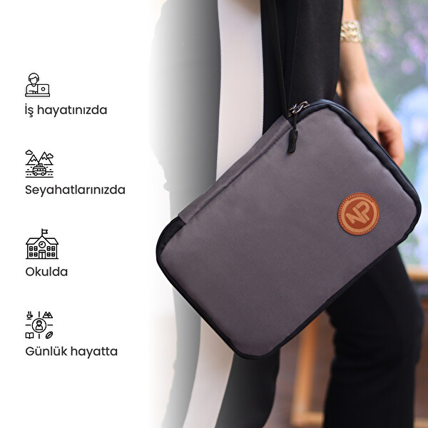 NPO Array Kablo-Makyaj Ve Aksesuar Gri Organizer Çantası