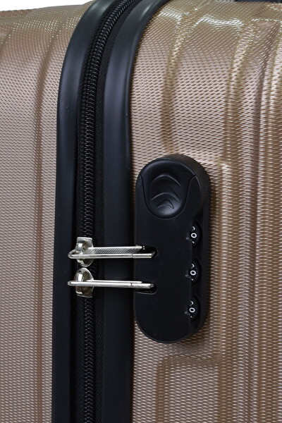 Elatae 1020 Orta - Kabin Boy Ve Makyaj Gold 3'lü Valiz Seti