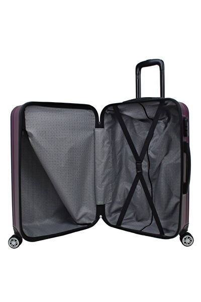 Elatae 1020 Orta Boy Ve Makyaj Mor 2'li Valiz Seti