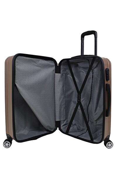 Elatae 1020 Büyük - Kabin Boy Ve Makyaj Gold 3'lü Valiz Seti