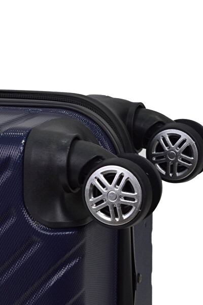 Elatae Pro ABS 1001 Kabin Boy - Orta Boy Lacivert 2'li Valiz Seti