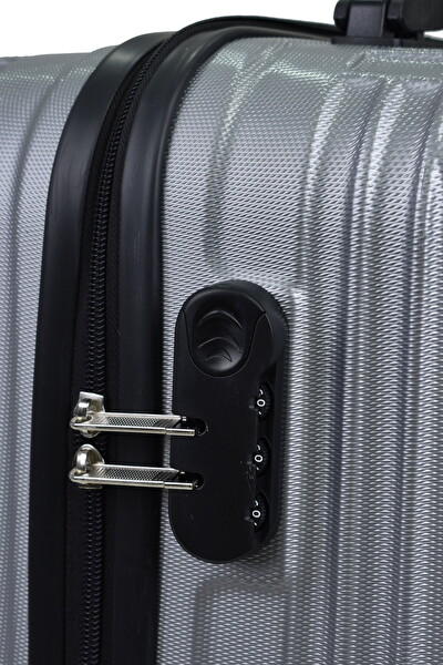 Elatae 1020 Büyük - Orta Boy ve Makyaj Gri 3'lü Valiz Seti