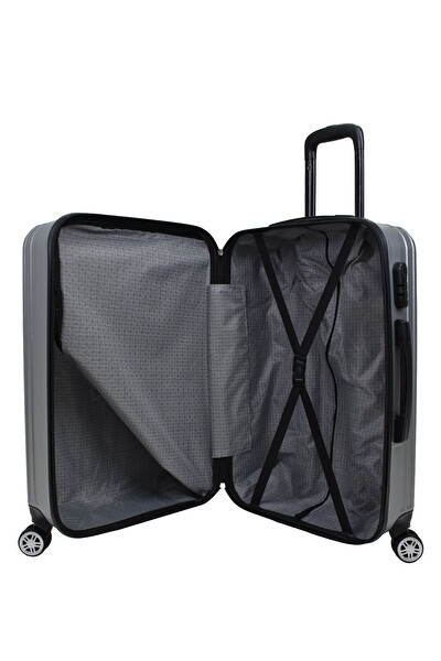 Elatae 1020 Büyük - Orta Boy ve Makyaj Gri 3'lü Valiz Seti