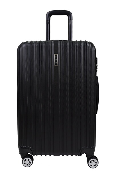 Elatae 1020 Büyük - Orta Boy ve Makyaj Siyah 3'lü Valiz Seti