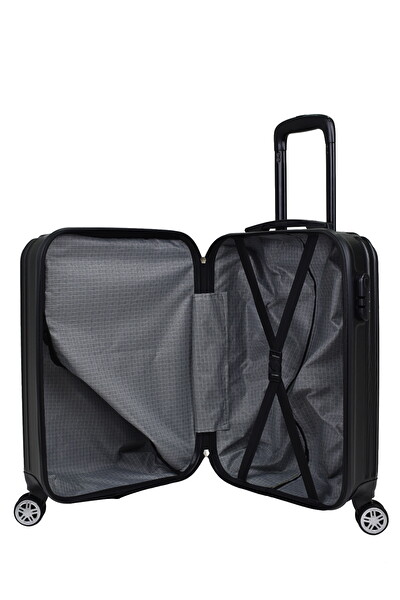 Elatae 1020 Kabin Boy Ve Makyaj Siyah 2'li Valiz Seti