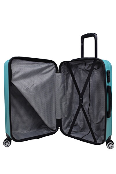 Elatae 1020 Büyük - Orta - Kabin Boy ve Makyaj Turkuaz 4'lü Valiz Seti