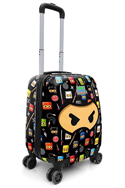 Elatae Policarbon Kırılmaz Siyah Ninja Desenli Çocuk Valizi