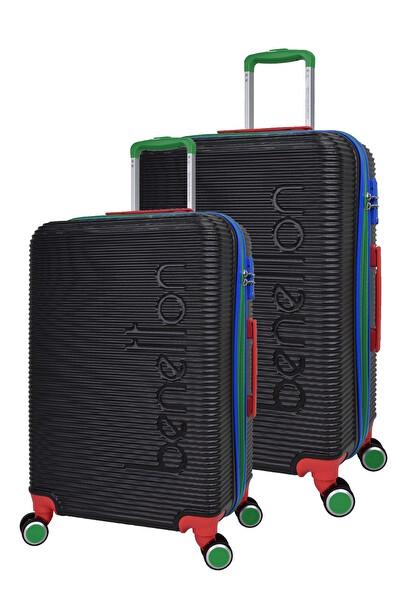 United Colors Of Benetton BNT500 Lux ABS Büyük Boy - Orta Boy Siyah 2'li Valiz Seti