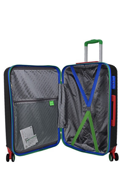 United Colors Of Benetton BNT500 Lux ABS Büyük Boy - Orta Boy Siyah 2'li Valiz Seti