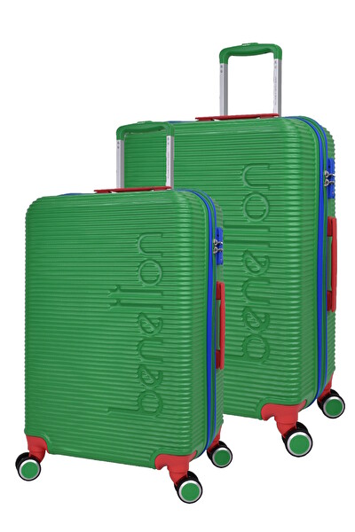 United Colors Of Benetton BNT500 Lux ABS Büyük Boy - Orta Boy Yeşil 2'li Valiz Seti