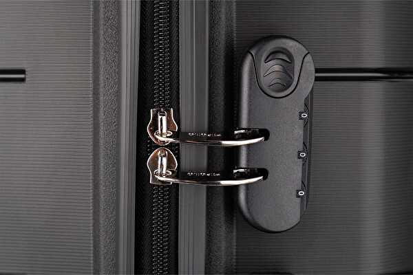 NPO Diamond Polipropilen Siyah Kabin, Orta ve Büyük Boy 3'lü Kırılmaz Valiz Seti