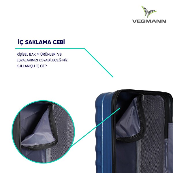 Vegmann Delphin 3'lü Mavi Valiz Seti