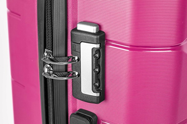 NPO Diamond Polipropilen Kabin Orta ve Büyük Boy Fuşya 3'lü Kırılmaz Valiz Seti