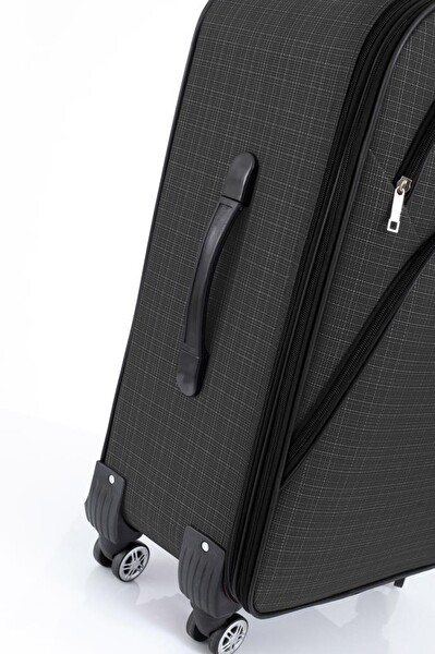 Louisiana Polo 1081 Kumaş Antrasit Büyük Boy ve Orta Boy 2'li Valiz Seti