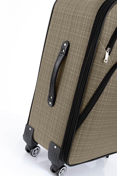 Louisiana Polo 1081 Kumaş Bej Büyük Boy ve Kabin Boy 2'li Valiz Seti