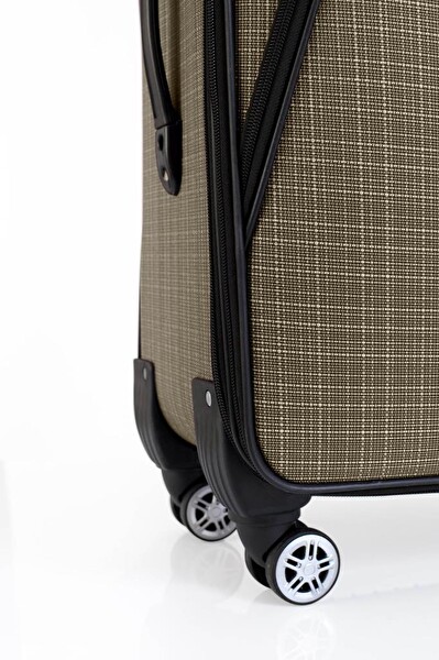 Louisiana Polo 1081 Kumaş Bej Orta Boy ve Kabin Boy 2'li Valiz Seti