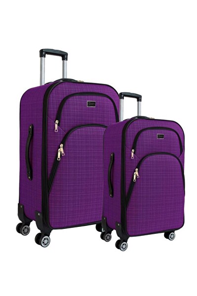 Louisiana Polo 1081 Kumaş Mor Büyük Boy ve Orta Boy 2'li Valiz Seti