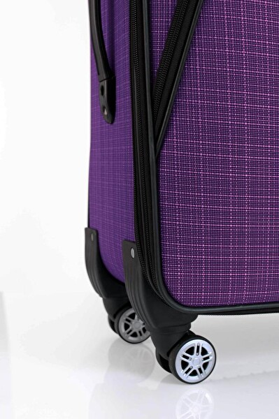 Louisiana Polo 1081 Kumaş Mor Büyük Boy ve Orta Boy 2'li Valiz Seti