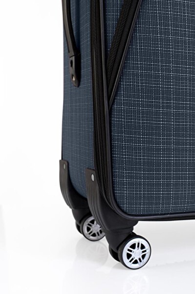 Louisiana Polo 1081 Kumaş 4 Teker Lacivert Büyük Boy ve Kabin Boy 2'li Valiz Seti