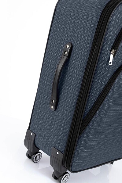 Louisiana Polo 1081 Kumaş 4 Teker Lacivert Büyük Boy ve Kabin Boy 2'li Valiz Seti