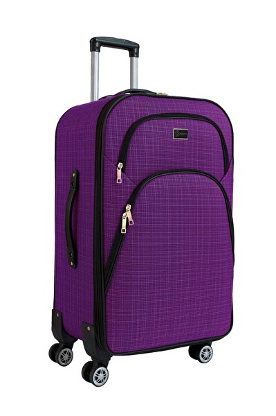 Louisiana Polo 1081 Kumaş Mor Büyük Boy ve Kabin Boy 2'li Valiz Seti