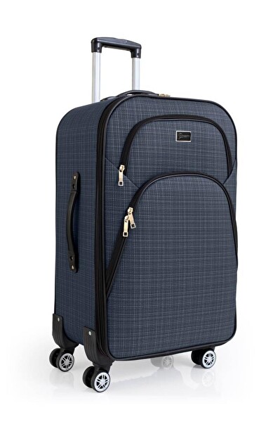 Louisiana Polo 1081 4 Teker Kumaş Lacivert Orta Boy ve Kabin Boy 2'li Valiz Seti