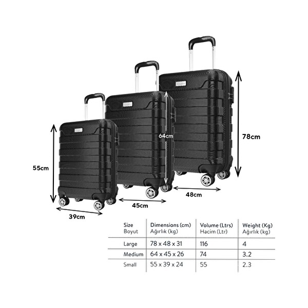 Dossimo Nova Unisex 64 CM Gümüş Gri Orta Boy Valiz