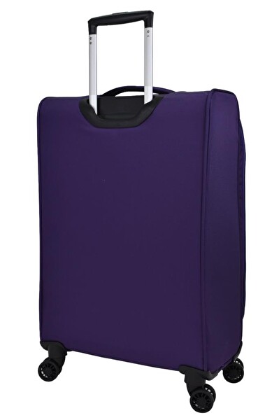 Pierre Cardin PC4200 Ultra Light Hafif Kumaş Büyük Boy ve Kabin Boy Mor 2'li Valiz Seti