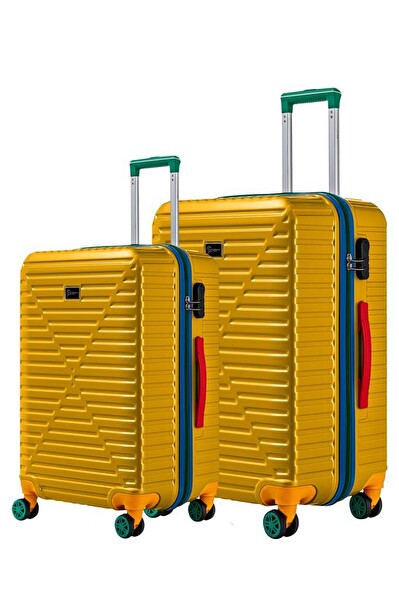 Louisiana Polo 1088 Polikarbon 4x2 Teker Sarı Büyük Boy ve Orta Boy 2'li Valiz Seti