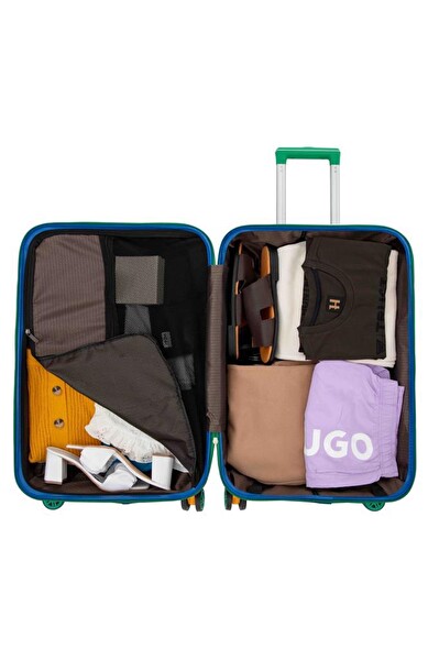 Louisiana Polo 1088 Polikarbon 4x2 Teker Turkuaz Orta Boy ve Kabin Boy 2'li Valiz Seti