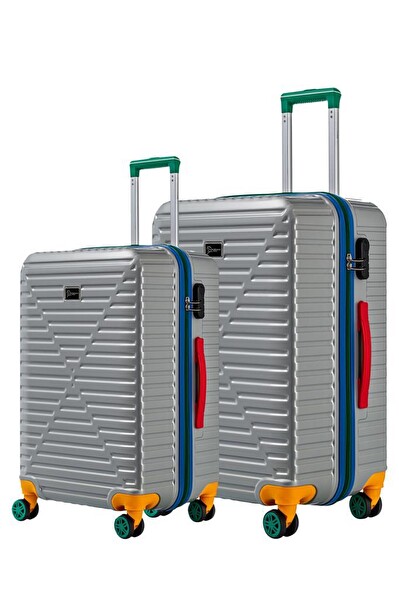 Louisiana Polo 1088 Polikarbon 4x2 Teker Gri Büyük Boy ve Orta Boy 2'li Valiz Seti