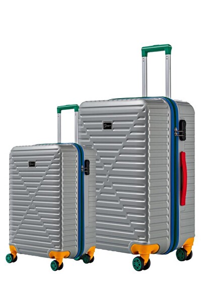 Louisiana Polo 1088 Polikarbon 4x2 Teker Gri Orta Boy ve Kabin Boy 2'li Valiz Seti